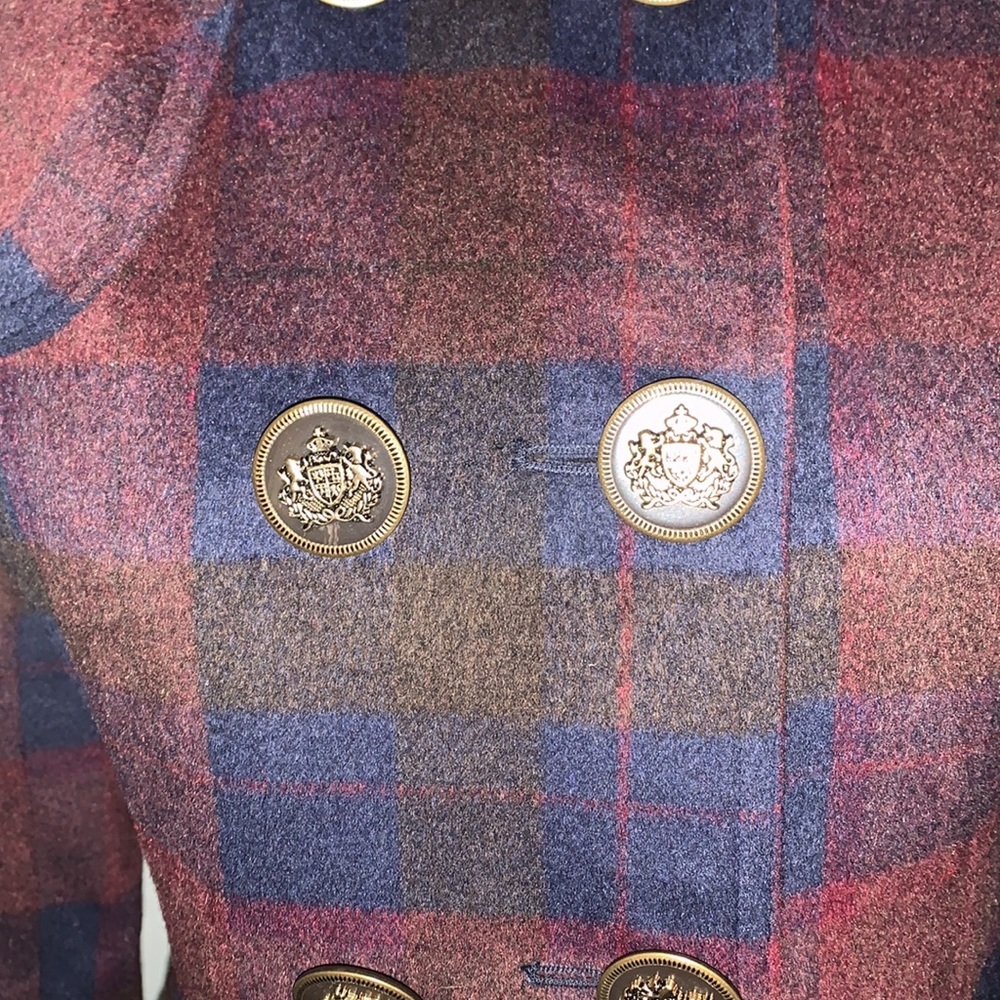 COOGI  vintage Women’s Plaid Wool Blend Coat Outerwear Long Jacket - Picture 4 of 11